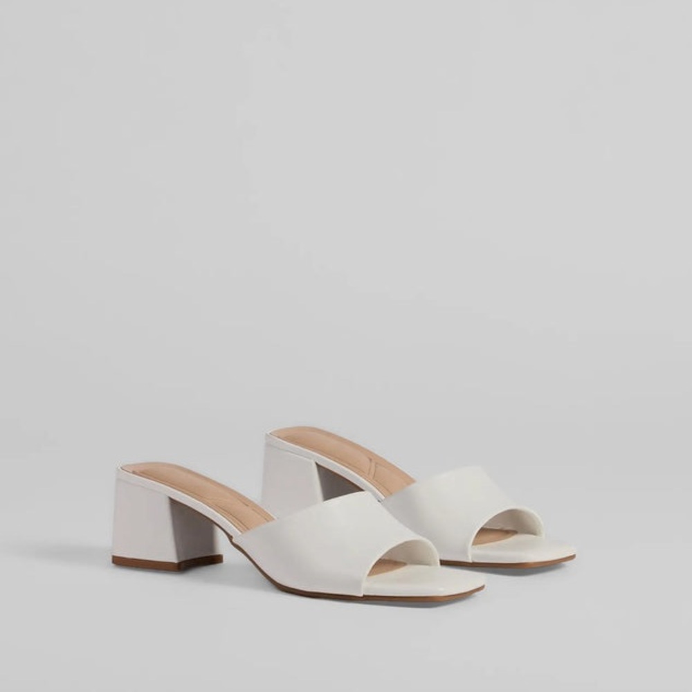 White Block Heel Mules - Windsor - 7.5
